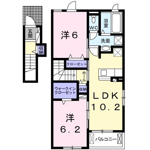 ル ボヌール赤穂II(2LDK/2階)の間取り写真