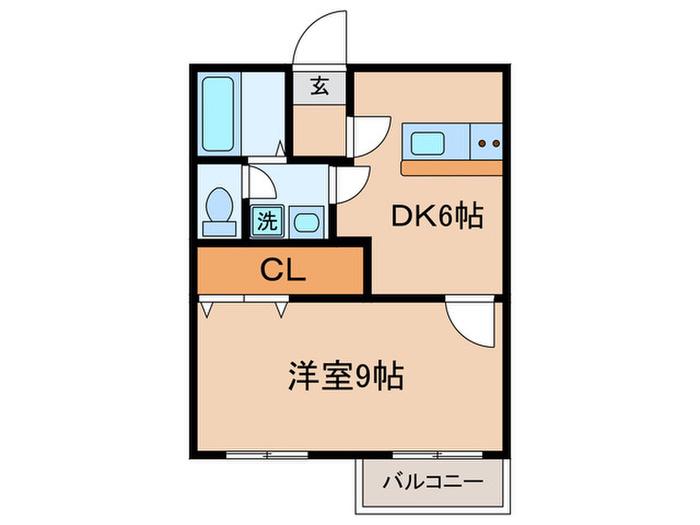 エクセレンス飛鳥(1DK/1階)の間取り写真