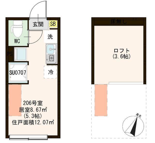 CHACHA(ワンルーム/2階)の間取り写真
