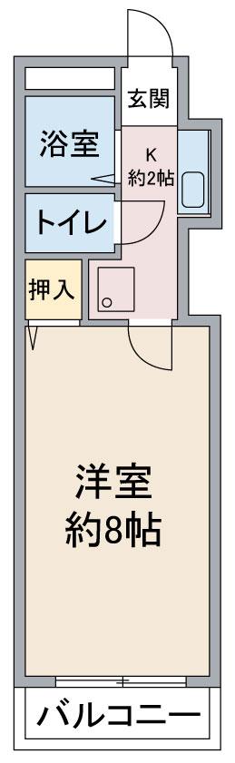 ハッピーヒル(1K/2階)の間取り写真