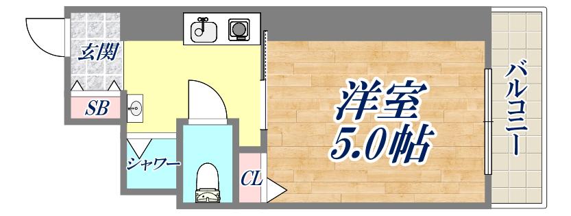 甲子園イトーハイツ(1K/1階)の間取り写真