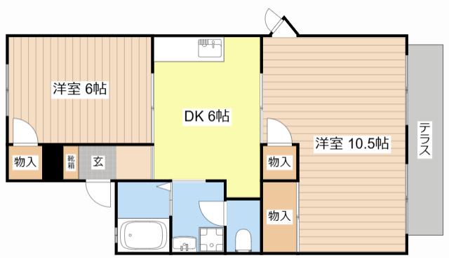 リバーサイド白鳥(2DK/1階)の間取り写真