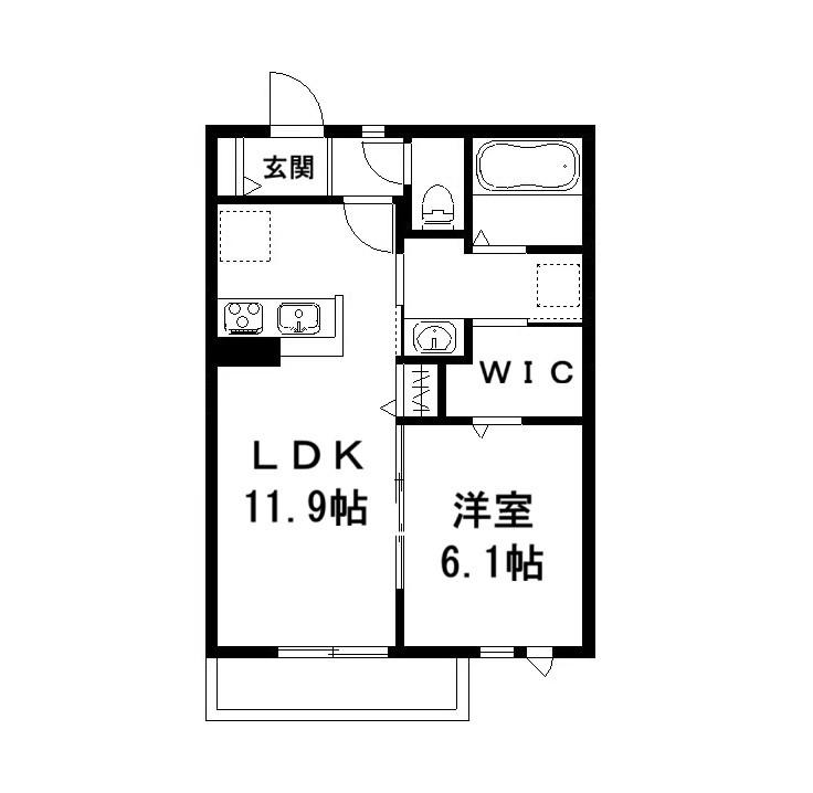 リアン テラス B棟(1LDK/1階)の間取り写真