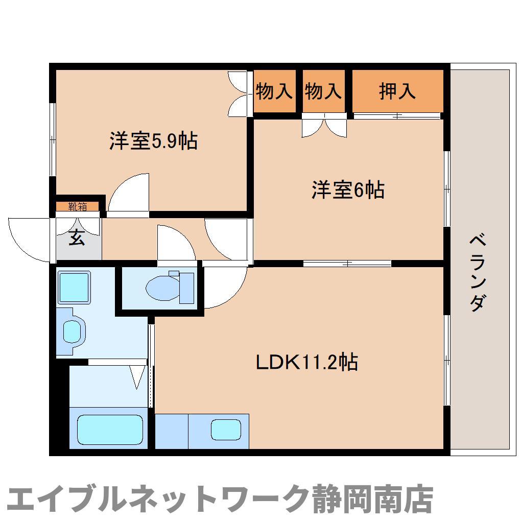 エスポワールNK(2LDK/2階)の間取り写真
