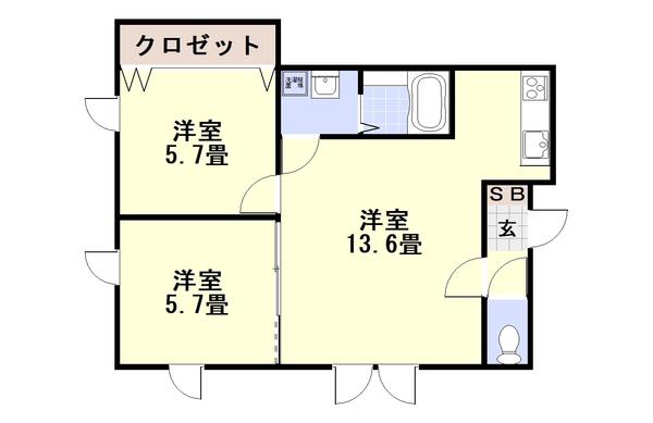 レジデンスわしべつ(2LDK/2階)の間取り写真