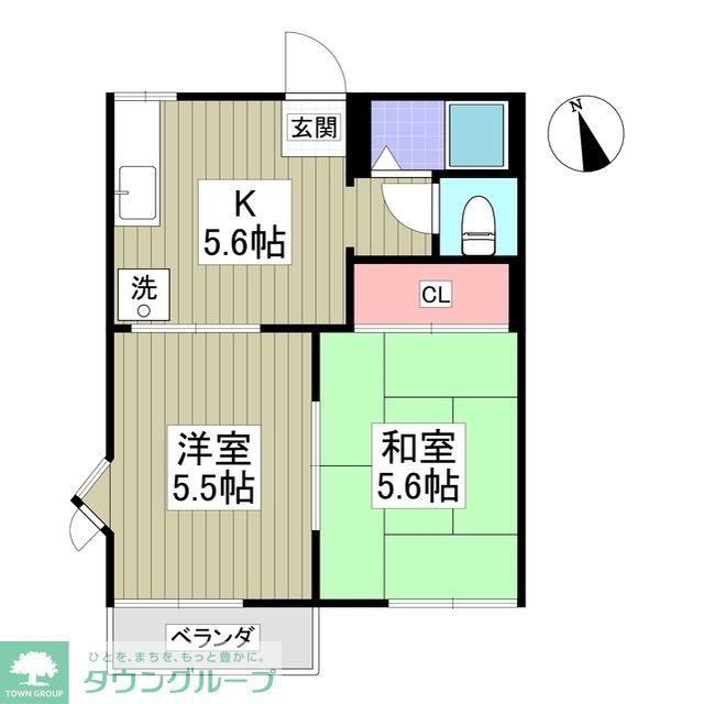 サニーハイツ上柴(2DK/2階)の間取り写真