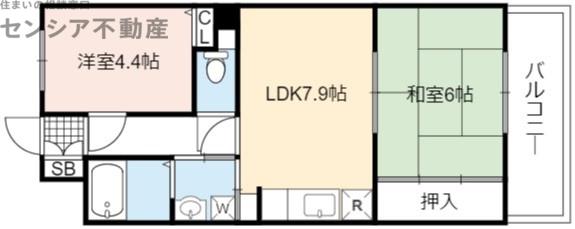 オルゴグラート放出(2LDK/4階)の間取り写真