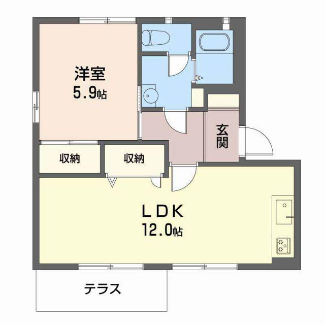 フレグランスエスパA(2DK/1階)の間取り写真