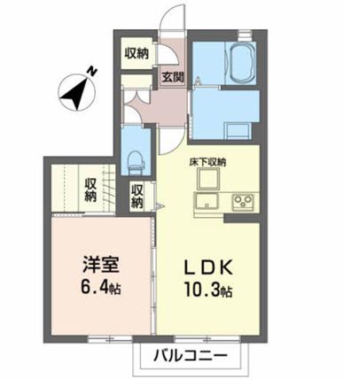 リバイブE(1LDK/1階)の間取り写真