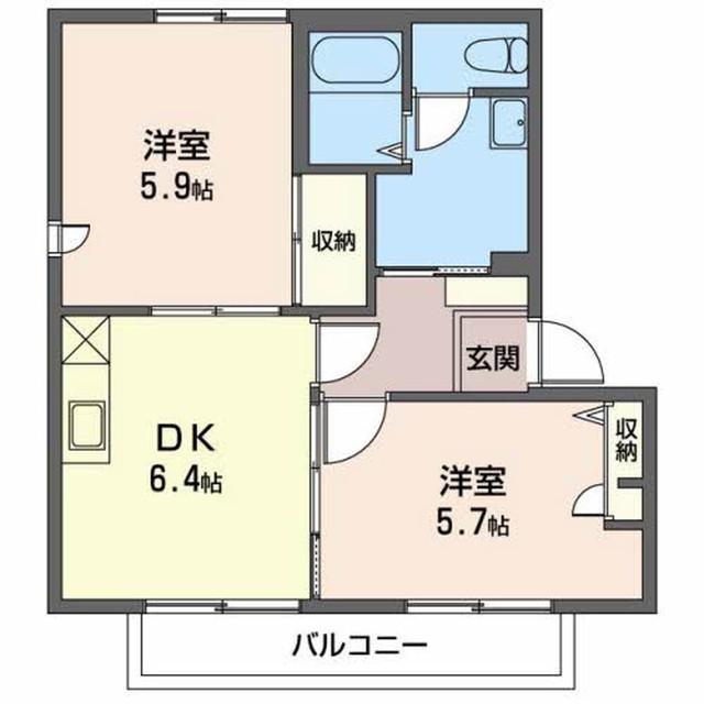 クレセールさくらB(2DK/1階)の間取り写真
