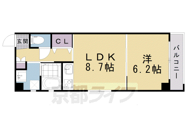 上御所エクセル三宅(1LDK/3階)の間取り写真