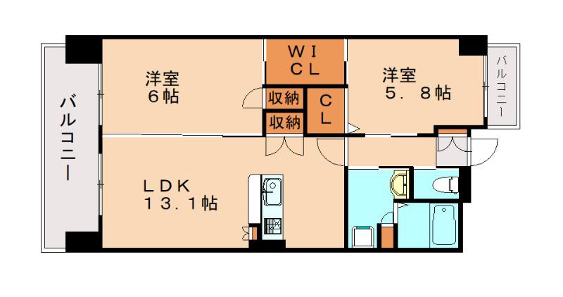 ヴェルネージュ(2LDK/5階)の間取り写真