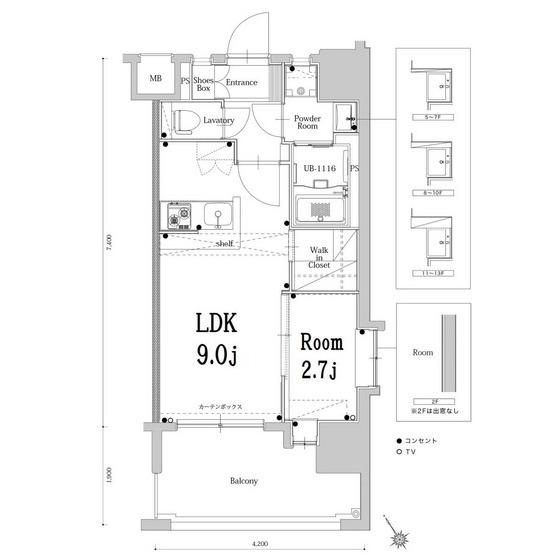 エンクレスト空港通(1LDK/11階)の間取り写真