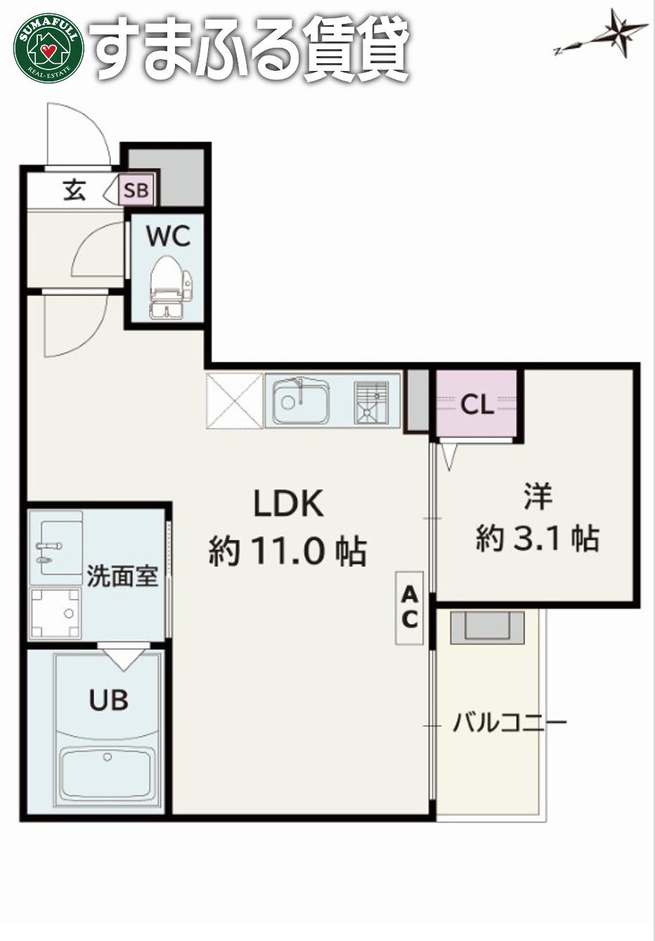 JACK SHIMMEIII(1LDK/2階)の間取り写真
