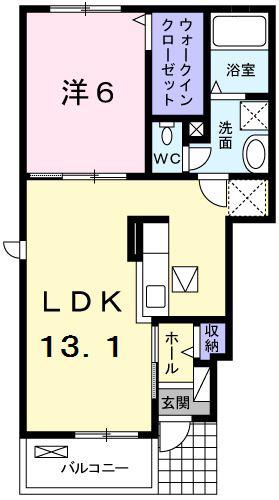 オリーブ大津(1LDK/1階)の間取り写真