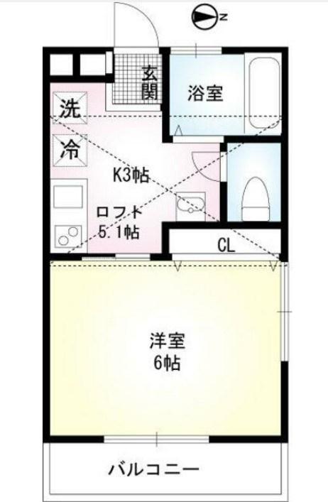 コンフォート湘南辻堂Ⅱ(1K/1階)の間取り写真