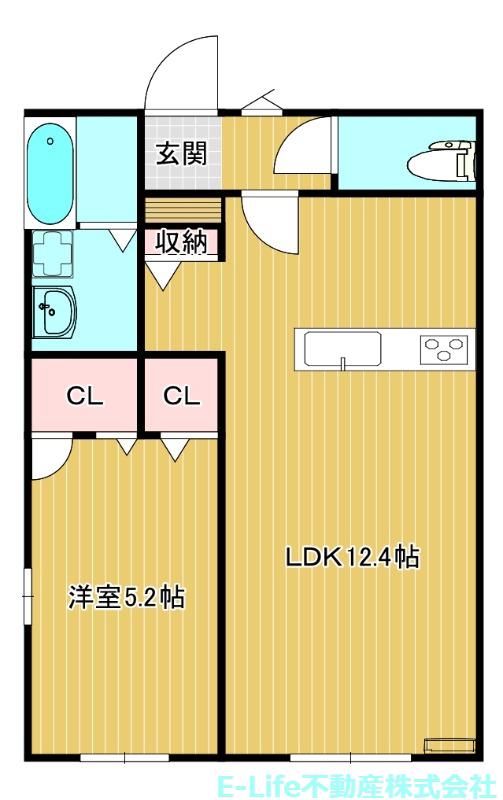 ウィズハイム山鹿F(1LDK/1階)の間取り写真