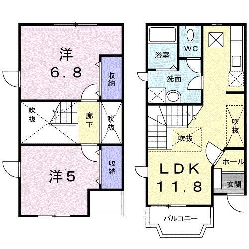 ツイン・バード・ハウス(2LDK/1階)の間取り写真