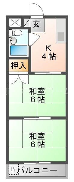 森岡ハイツ(2K/2階)の間取り写真