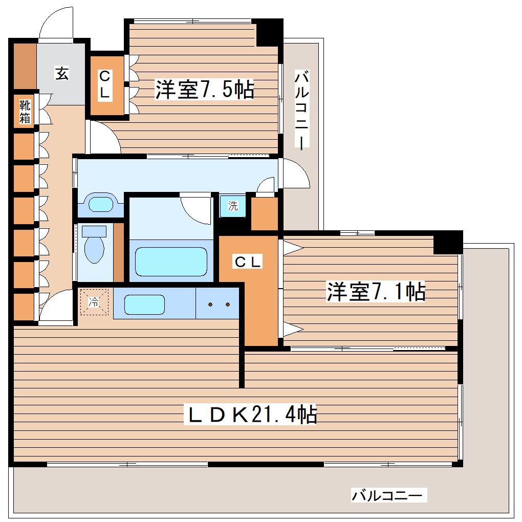 グランパレ泉(2LDK/3階)の間取り写真