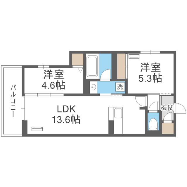 D-ROOM伊賀駅東(2LDK/2階)の間取り写真