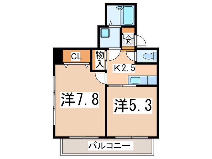 ワイティエー鷺沼(2K/2階)の間取り写真