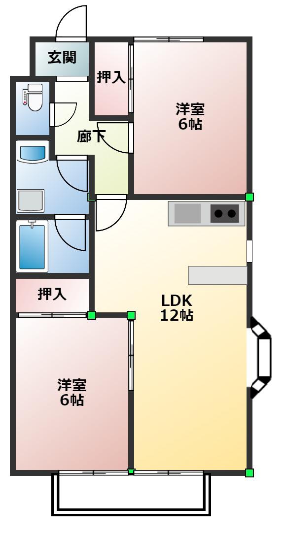 ラ・メゾンKS III(2LDK/2階)の間取り写真