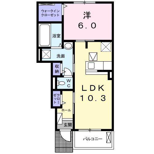 ベル・ロワールII(1LDK/1階)の間取り写真