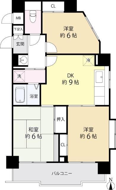T′S GARDEN新小岩(3DK/9階)の間取り写真