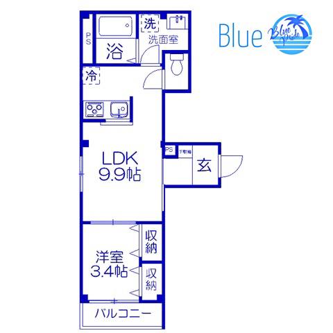 コーナーソレイユ2(1LDK/1階)の間取り写真
