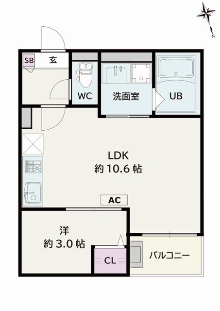 JACK URASATOIV(1LDK/3階)の間取り写真
