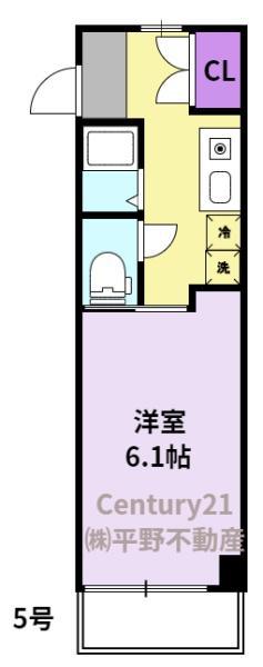 グランジュテ矢取(1K/2階)の間取り写真