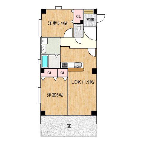 メゾンラピス(2LDK/1階)の間取り写真