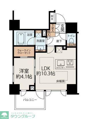 ルジェンテ立川(1LDK/10階)の間取り写真