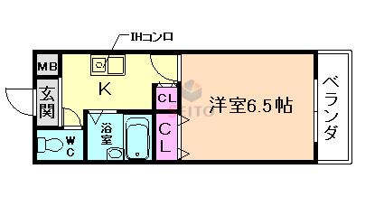 キャナル新北野(1K/2階)の間取り写真