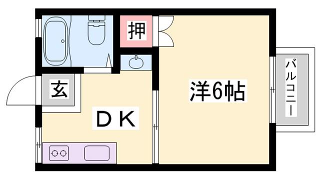 パナハイツウオハシN(1DK/1階)の間取り写真