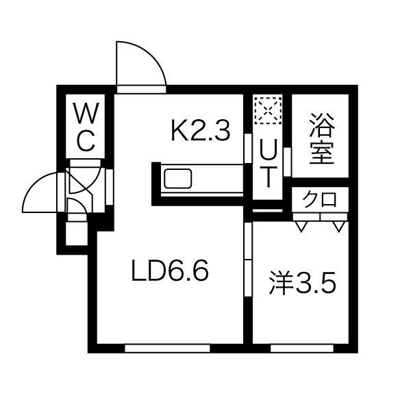 GRANDEE桑園(1LDK/1階)の間取り写真