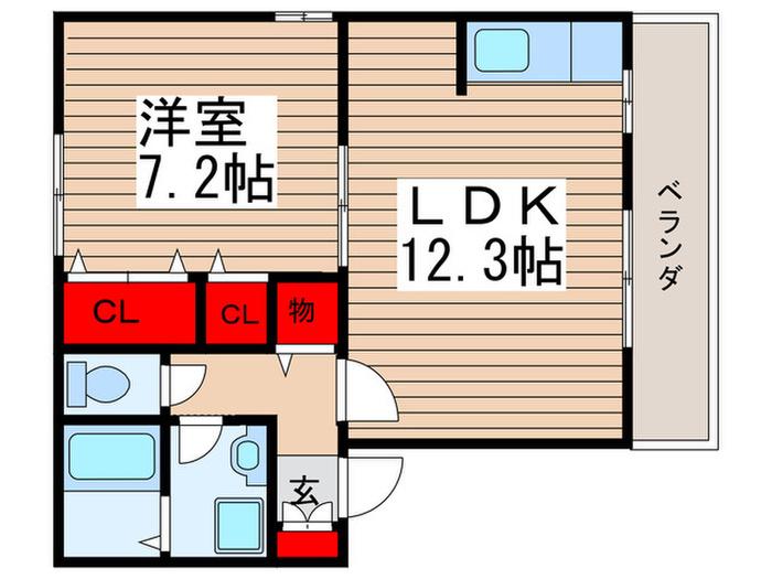 ルピナス(1LDK/1階)の間取り写真