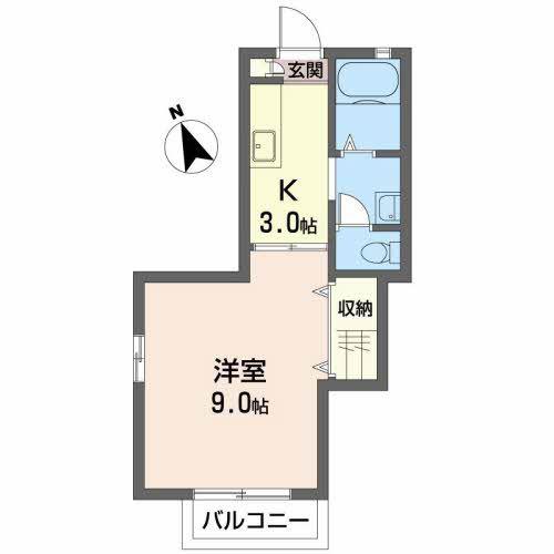 ブランニュー(1K/2階)の間取り写真