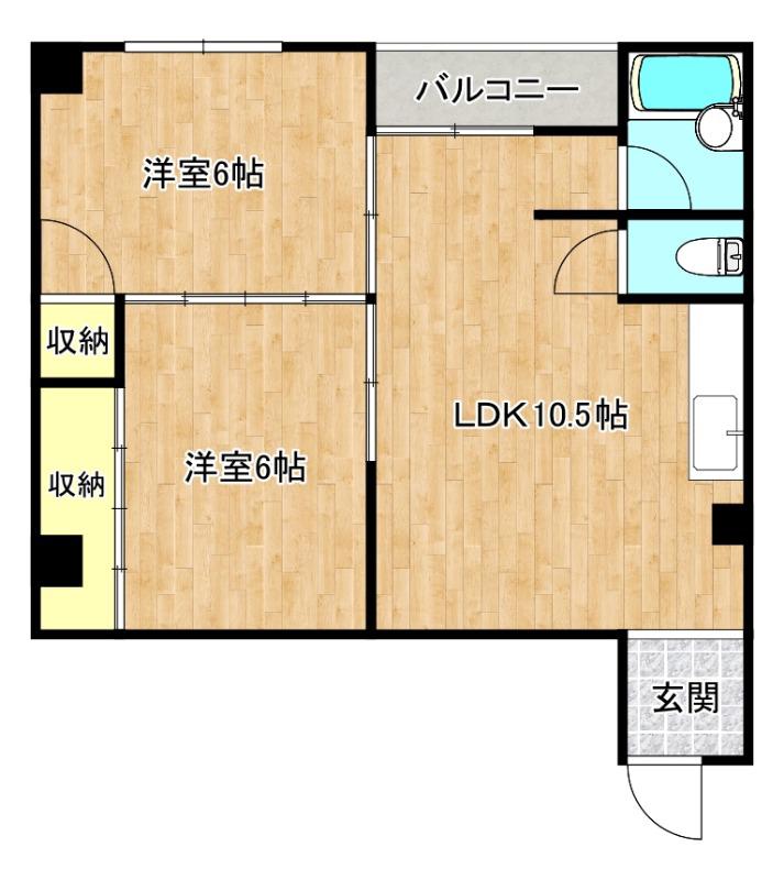 トクマスマンション(2LDK/4階)の間取り写真