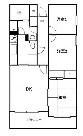 西浦和ガーデン(3DK/2階)の間取り写真