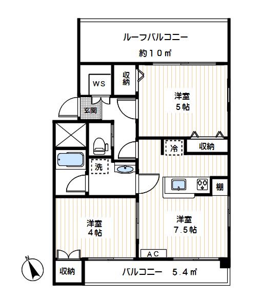 和合マンション(2DK/4階)の間取り写真