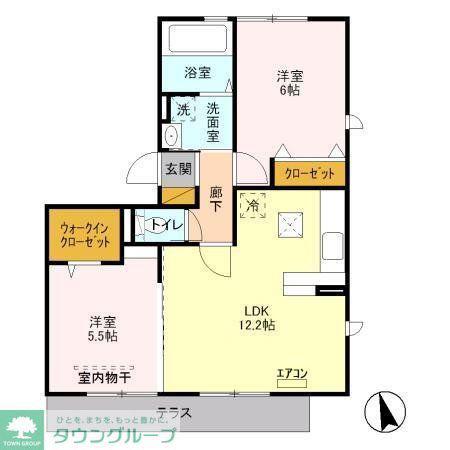 パラシオンA(2LDK/1階)の間取り写真