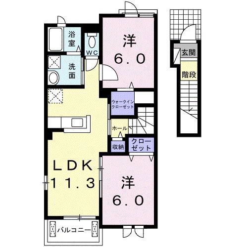 ファスプラージュB(2LDK/2階)の間取り写真