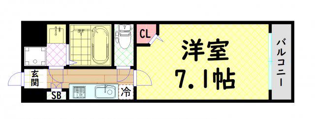 ミラージュパレス難波幸町(1K/3階)の間取り写真