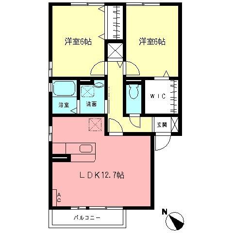 コート・フローラ C(2LDK/2階)の間取り写真