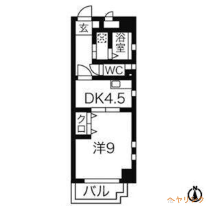 ユーハイツ三和II(1DK/3階)の間取り写真