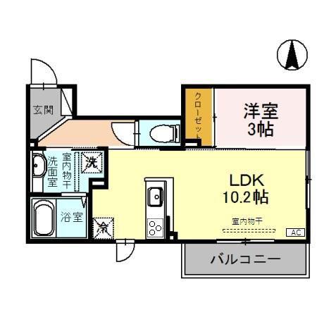 ティセージュ(1LDK/2階)の間取り写真