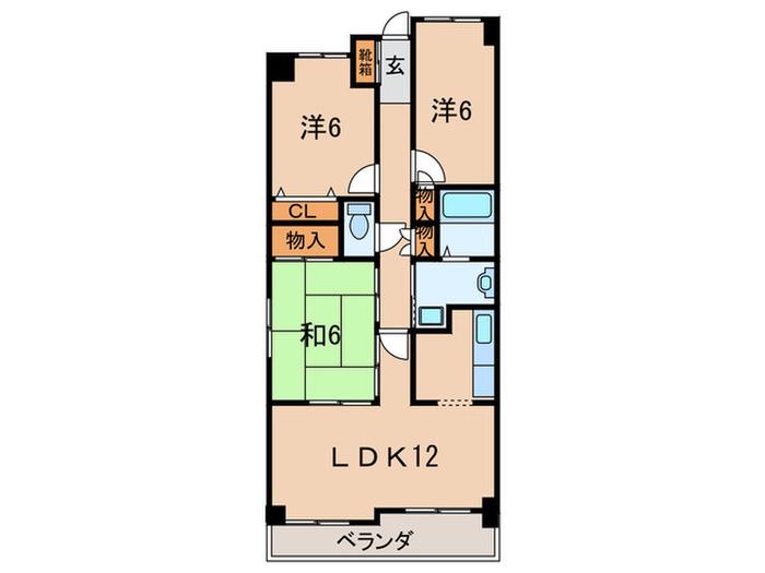 ランドマークII(3LDK/3階)の間取り写真