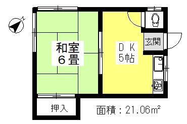 ＪＲ常磐線 北千住駅 徒歩6分 2階建 築53年(1DK/2階)の間取り写真